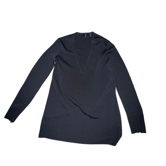 Theory Britona Lustrate Knitted Top Women's Size S Black Deep V Neck L/S - Picture 1 of 5
